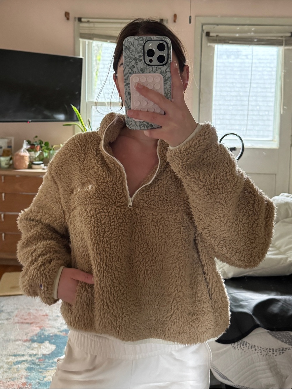 Champion Beige Sherpa Fleece Jacket